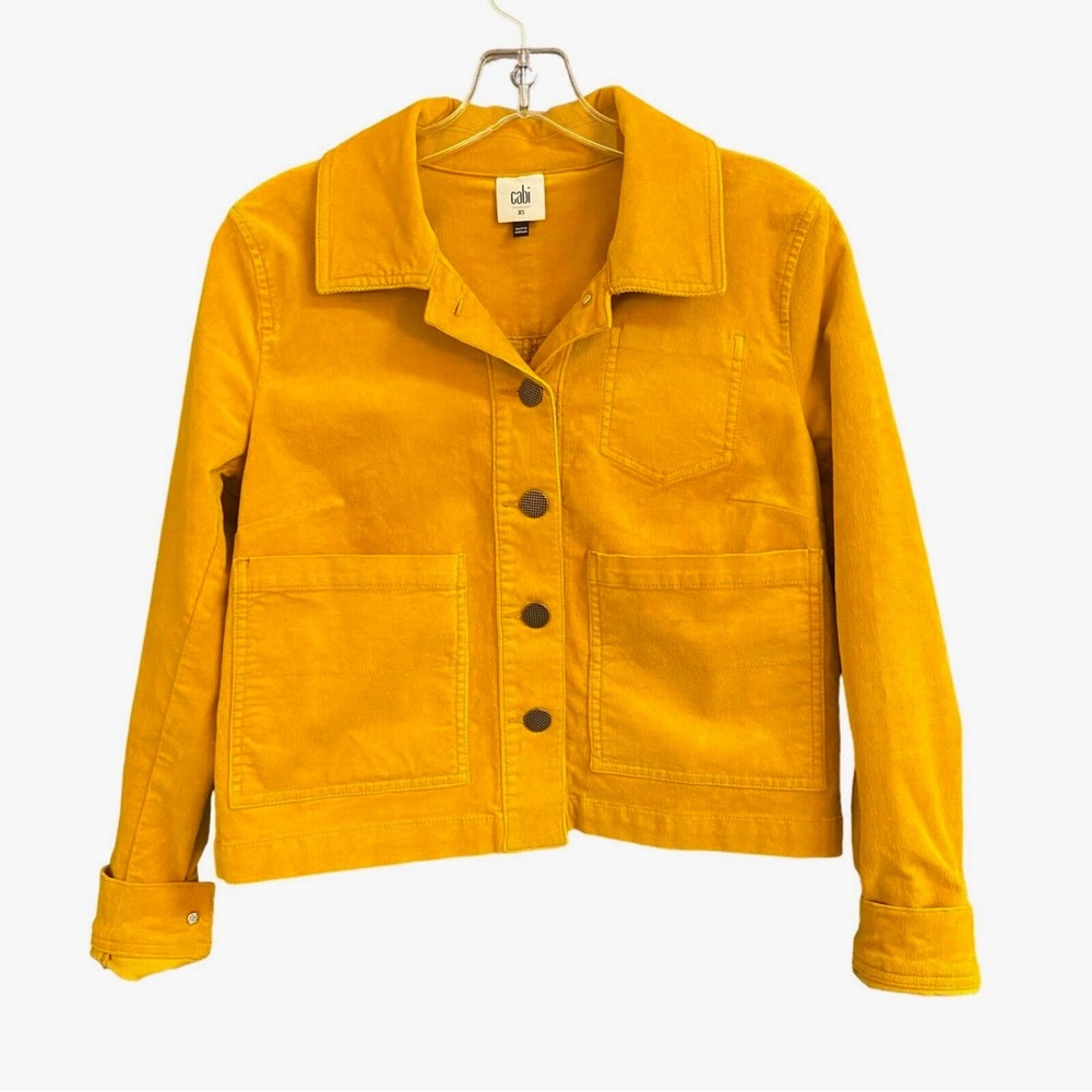 Golden Yellow Suede Cabi Cropped Jacket Adult Women’s Size Small Button Closure